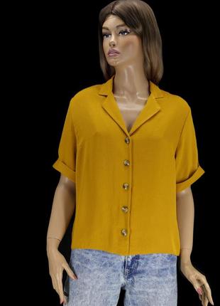 Брендова гірчична блузка "new look" на ґудзиках. розмір uk14/e...