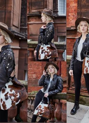 Сумка натуральная кожа мех пони cowhide tote из итальянской кожи