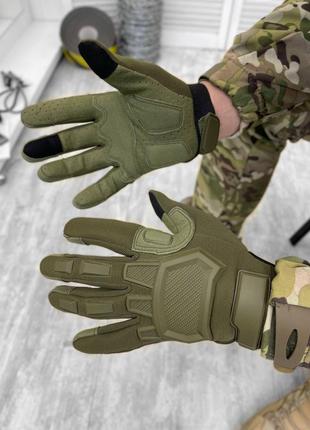 Тактические штурмовые перчатки полнопалые олива Перчатки военн...