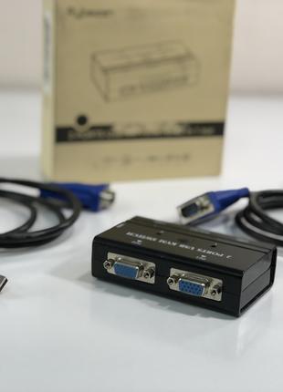 Rybozen 2 портовий USB, VGA KVM комутатор з 2 Кабелями