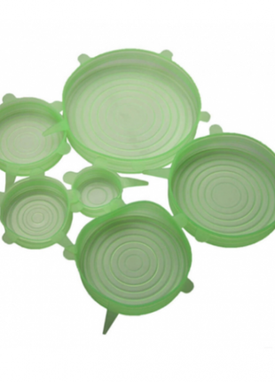 Набор силиконовых крышек для посуды 6 шт универсальные. цвет: ...