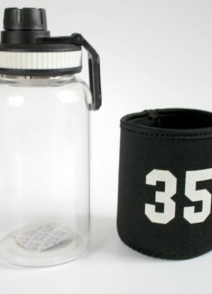 Бутылка спортивная стеклянная с чехлом на 650мл. для напитков,...