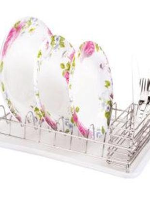 Сушарка для посуду Stenson хромована з пластиковим піддоном MM...