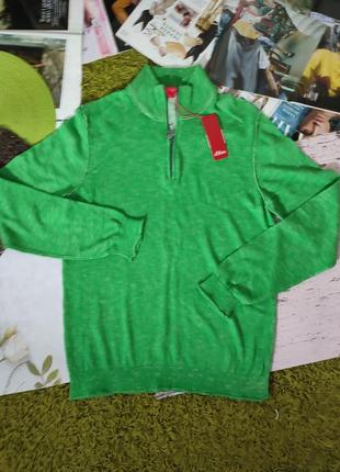 Зелений , бавовняний , тонкого вязання светр від s oliver