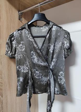 Рубашка блузка жіноча в полоску атласна