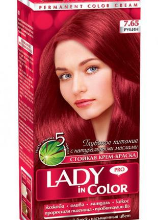 Lady in color фарба для волосся №7.65 Рубін