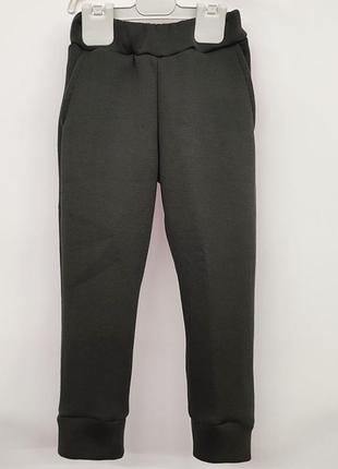 Подростковые брюки хаки с густым флисоаим начесом, размер 134-140