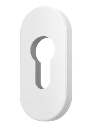 Накладка на дверной цилиндр металлическая овальная белая RAL9016