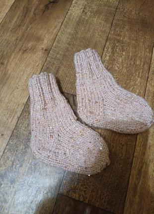 Детские вязаные носки с пайетками