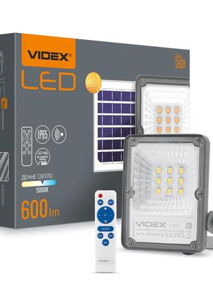 LED прожектор автономний VIDEX 600Lm 5000K Сенсорний