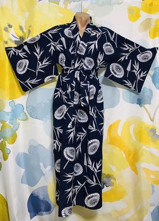 Неймовірний японський синій традиційний халат / кімоно / гейша...