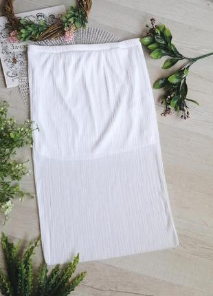 Белая юбка миди в мелкую плиссировку new look с легким перламу...