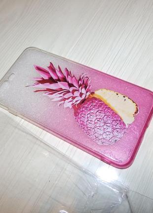 Чехол для iphone 7 plus / 8 plus розовый ананас с блёстками