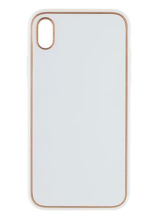 Чехол Leather Case Gold with Frame для Apple iPhone Xr White