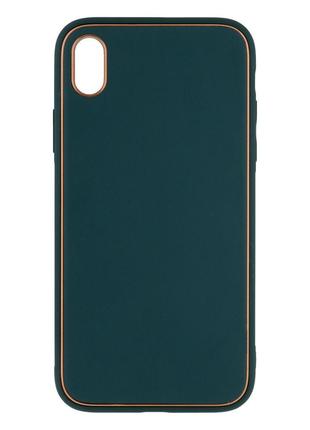 Чехол Leather Case Gold with Frame для Apple iPhone Xr Dark Green