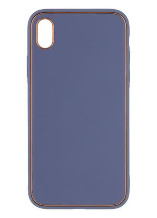 Чехол Leather Case Gold with Frame для Apple iPhone Xr Gray Lilac