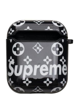 Футляр для Наушников Airpods Glossy Brand Supreme black