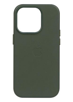 Чехол Leather Case для Apple iPhone 14 Pro Sequoia green