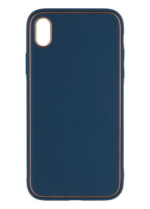 Чехол Leather Case Gold with Frame для Apple iPhone Xr Navy Blue