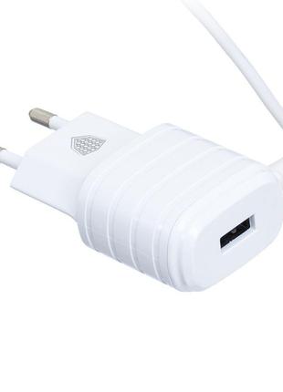 Сетевая зарядка Inkax CD-09 2.1A 1 USB + кабель Lightning Белый