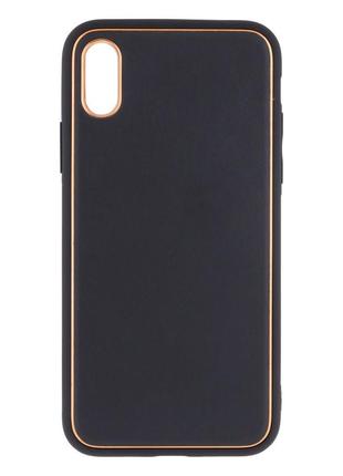 Чехол Leather Case Gold with Frame для Apple iPhone Xs Black