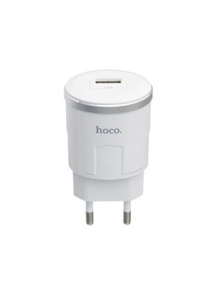 Зарядное устройство Hoco C37A 2.4A 1 USB с кабелем Type C Белый