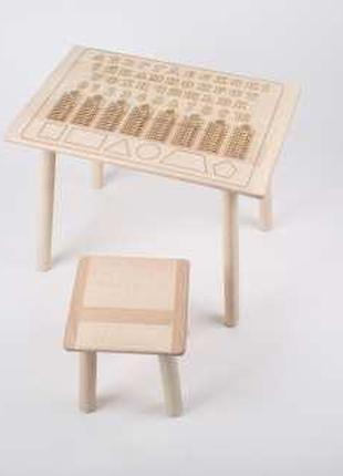 Дитячий набір стіл та стілець + таблиця множення та алфавіт (у...