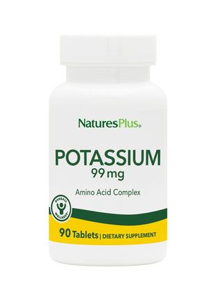 Калий, Potassium, Natures Plus, 99 мг, 90 таблеток