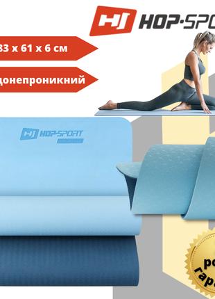 Килимок для фітнесу та йоги Hop-Sport TPE 0,6 см HS-T006GM син...