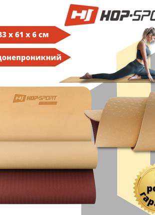 Килимок для фітнесу та йоги Hop-Sport TPE 0,6 см HS-T006GM жов...