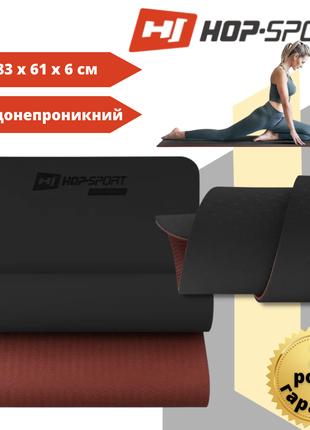 Килимок для фітнесу та йоги Hop-Sport TPE 0,6 см HS-T006GM чор...