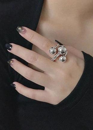 Кольцо серебро посеребрение 925 проба кольцо с шариками