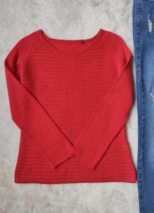 Красный натуральный кашемировый свитер джемпер люкс шерсть каш...
