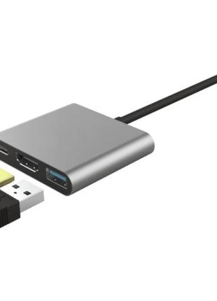 USB хаб 3 в 1 Type-C to 4K HDMI USB3.0 Type-C (power)