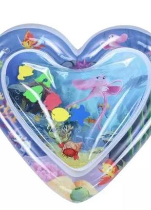 Водный коврик для детей “сердце”, развивающий надувной акваков...