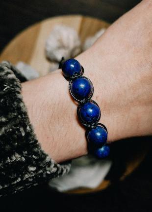 Лазурит браслет из натурального камня, синий лазуритовый браслет