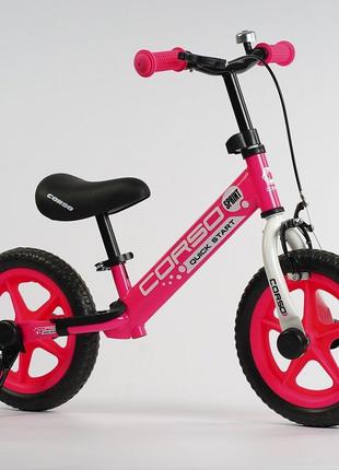 Беговел детский 12 дюймов Corso 28631 Розовый, колеса EVA (ПЕН...