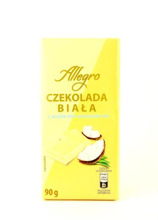 Шоколад белый с кокосовой стружкой Allegro 90 г Польша