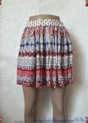 Фирменная new look мини-юбка в красочный орнамент со 100 % вис...