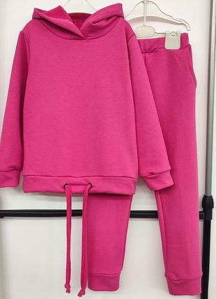Весенний розовый костюм для девочки 6-7 лет, размер 122-128