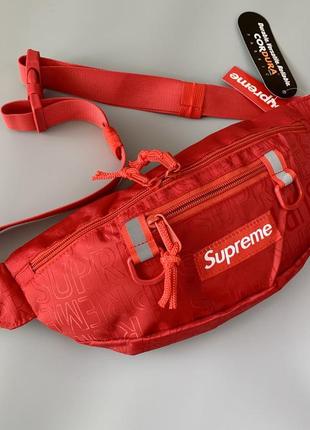 Сумка / бананка supreme waist bag “red - ss19”