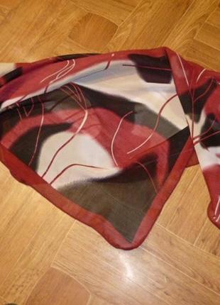 Легкий шифоновый платок вишневый-черный-белый 80см/82см в идеале