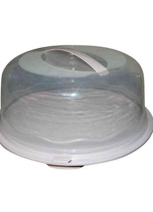 Тортовниця пластикова кругла з кришкою Пудра Ø340мм ТМ R-PLASTIC