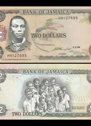 Ямайка 2 доллара 1993 г UNC Р-69е