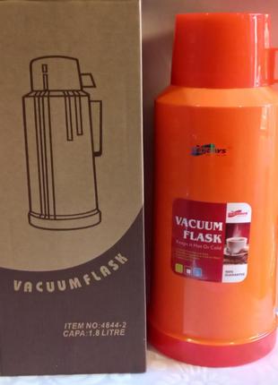 Термос вакуумный со стеклянной колбой DayDays 1,8 литра оранжевый