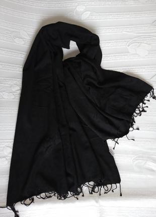 Кашемировый палантин шарф большой черный