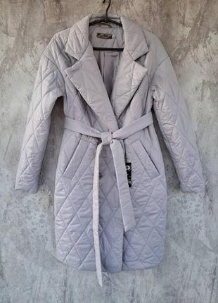 Женское демисезонное стеганое пальто, длинная куртка,  46р.
