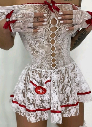 Еротична білизна, костюм медсестри комплект плаття