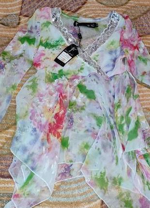 Летняя блузка с цветами и пайетками 2 шт