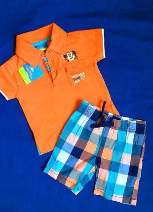 Комплект оранжевая рубашка поло и клетчатые шорты "topolino" г...
